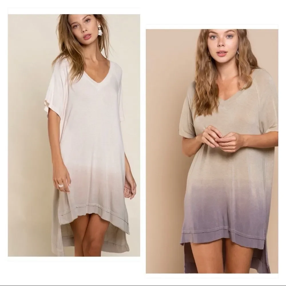 𝅺OMBRE hand dip die Tunic - Dress with raw seam line detail, - Picture 7 of 10